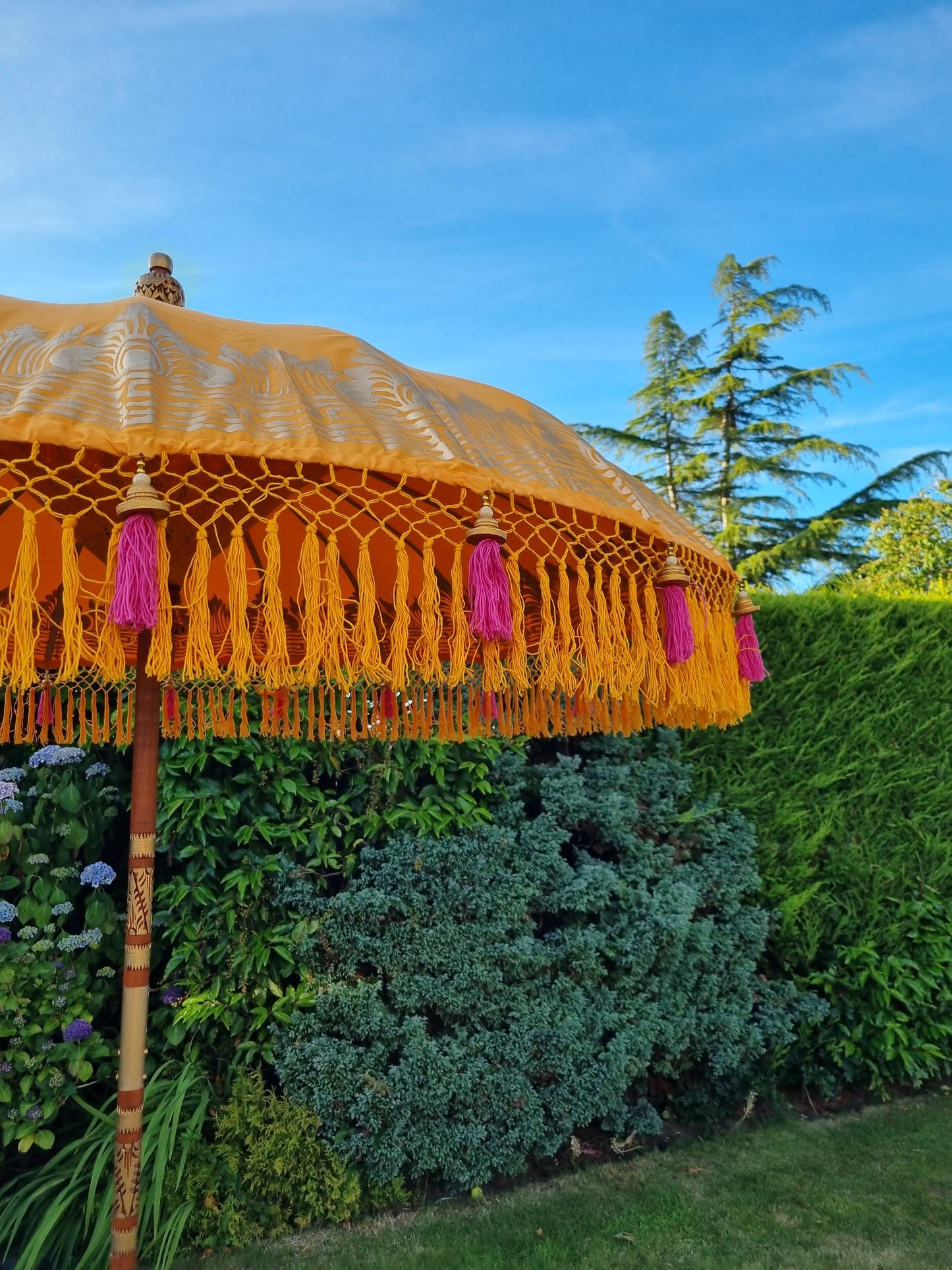 ‘The Farrah' Orange and Pink Bali Sun Parasol Garden Umbrella