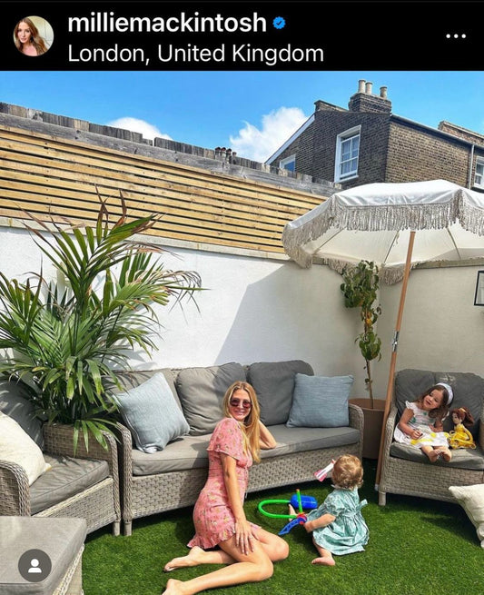 ‘The Millie' White Boho Parasol Umbrella Sun Garden Parasol