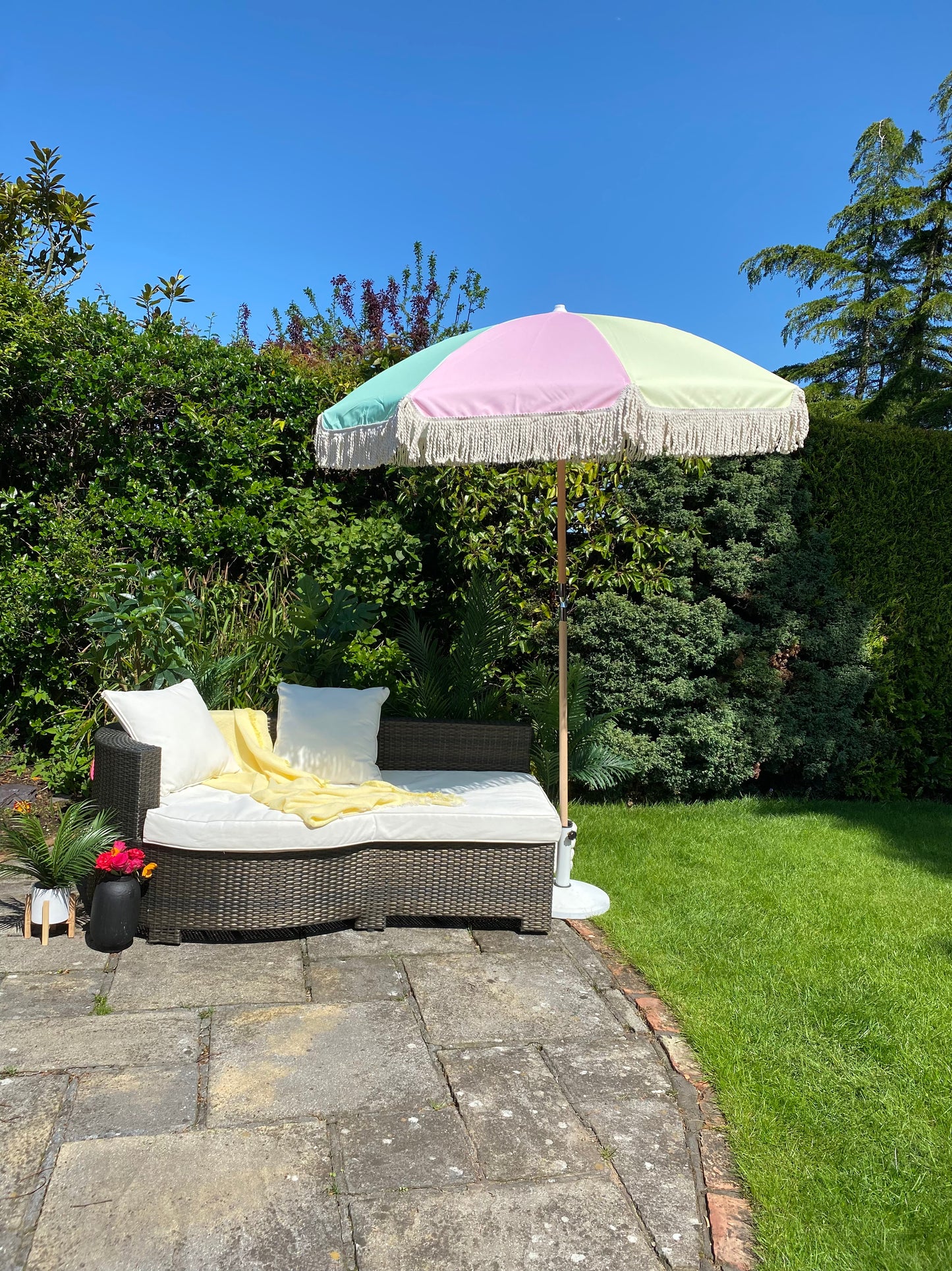 girlie pastel pink parasol for garden
