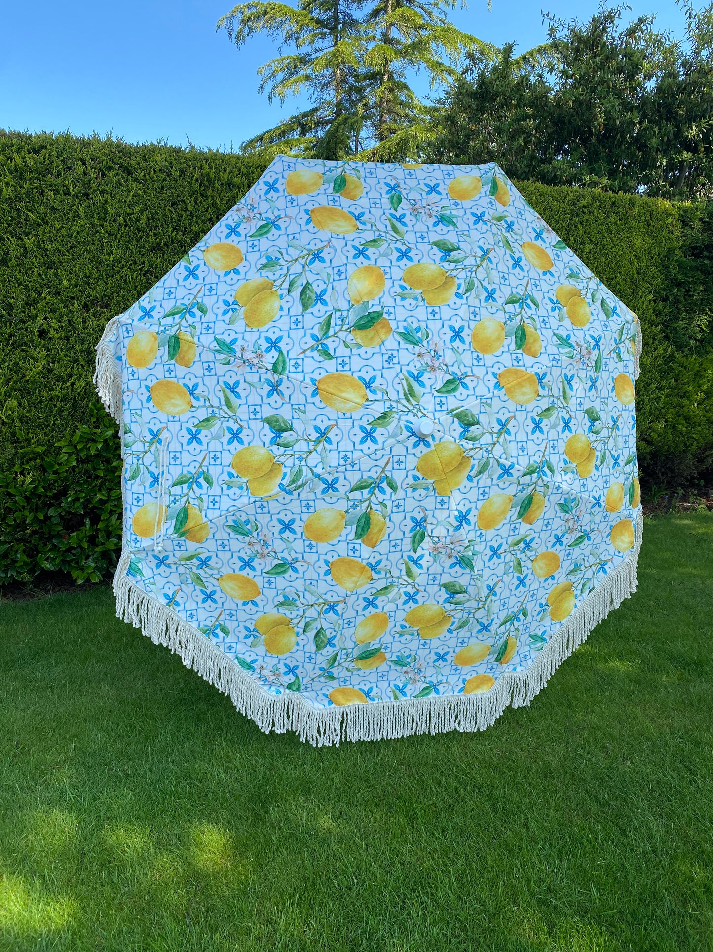 close up of italian printed parasol design umbrella