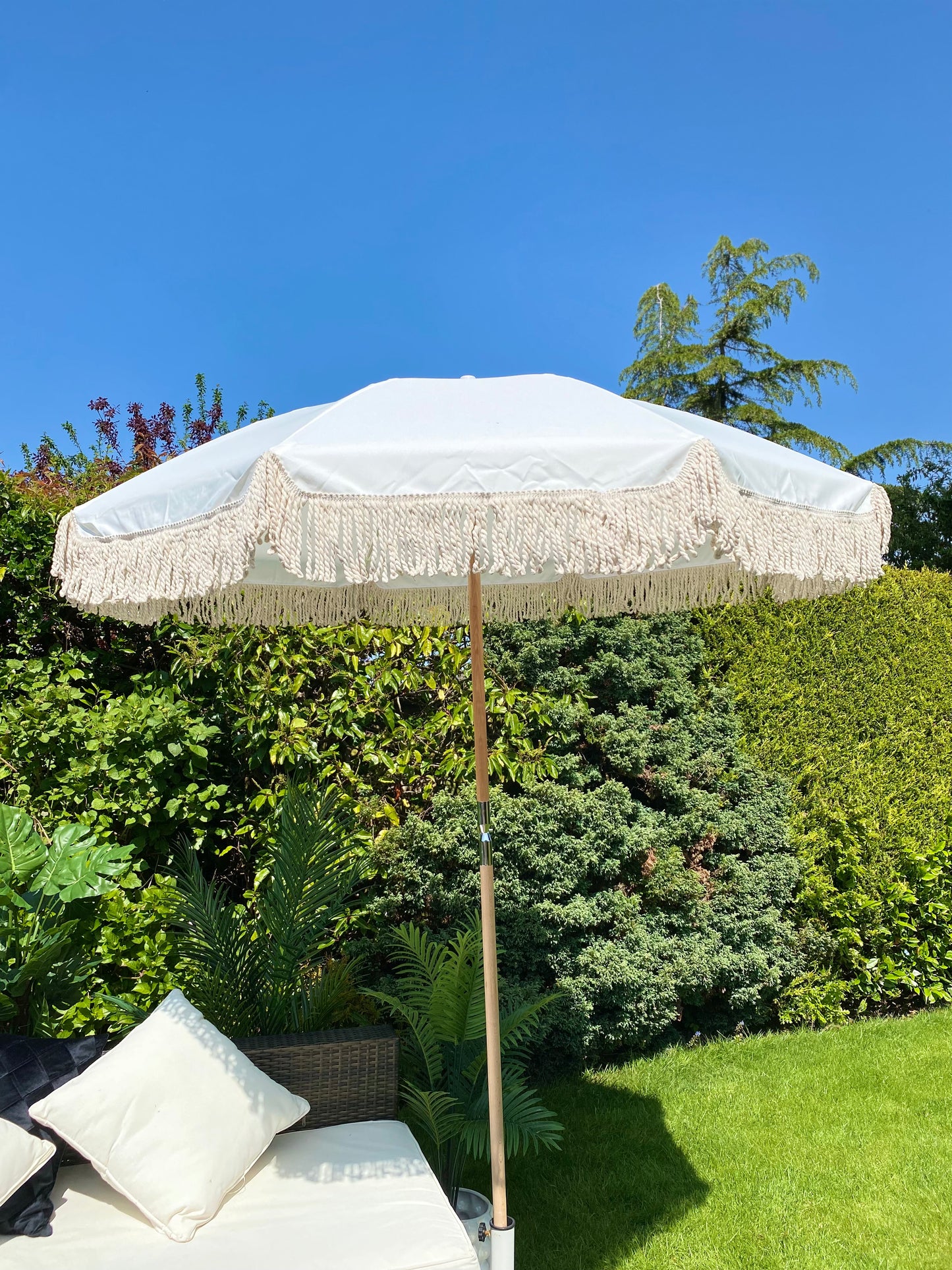 white cream neural sun garden parasol