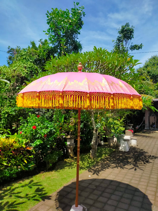 'The Elise' Pink and Yellow Bali Parasol Garden Umbrella
