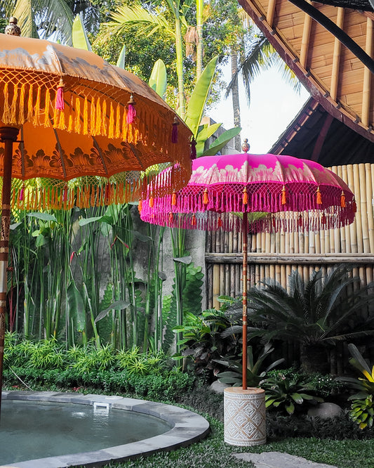 ‘The Farrah' Orange and Pink Bali Sun Parasol Garden Umbrella