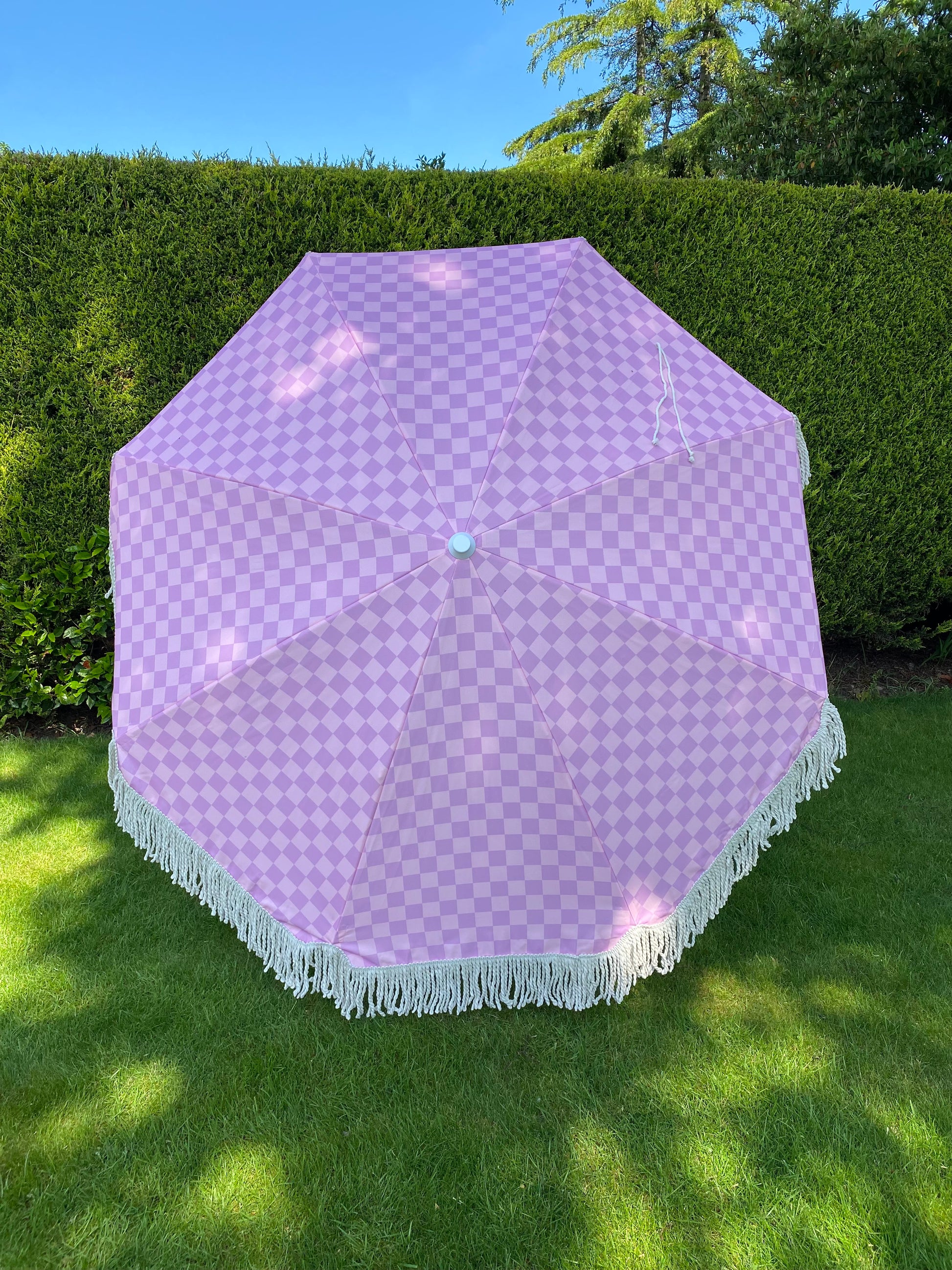 Pink and online white umbrella