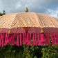 Handmade Balinese Collection Authentic Boho Style Sun Garden Parasol Pink and Orange Printed Fabric Umbrella