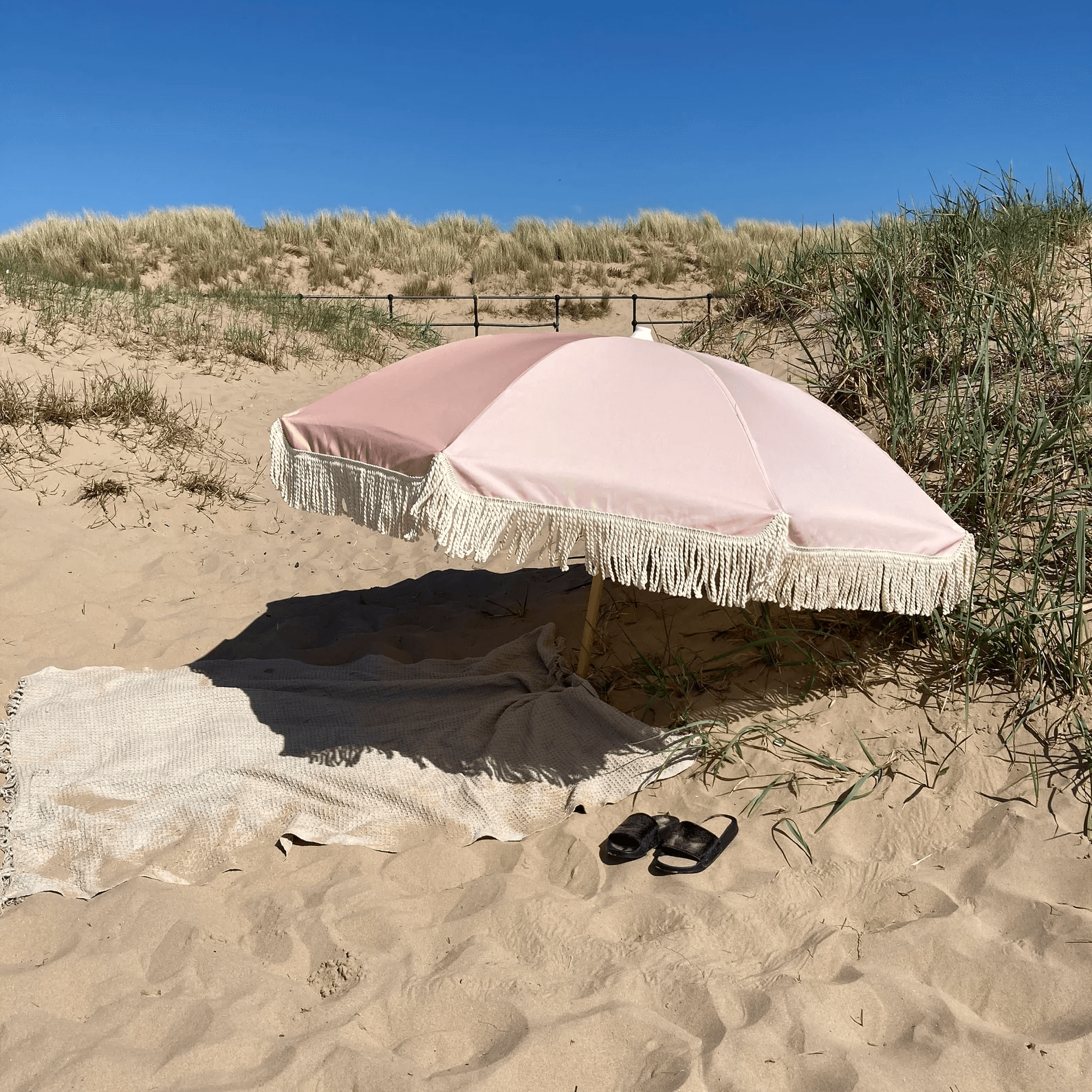 Beige tones panelled neutral sun parasol image beach