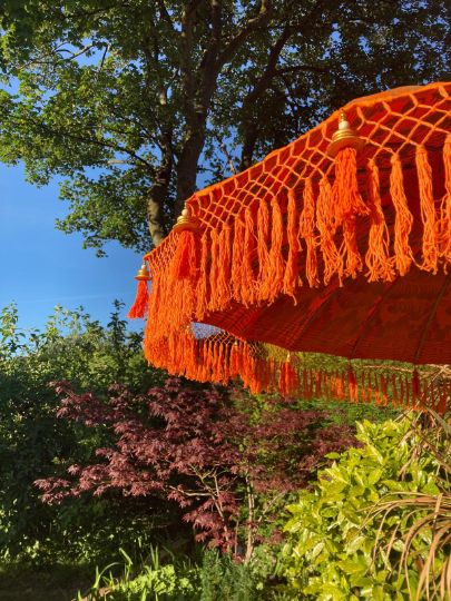 PRE ORDER 'The Lauryn' Orange Bali Parasol Sun Garden Umbrella