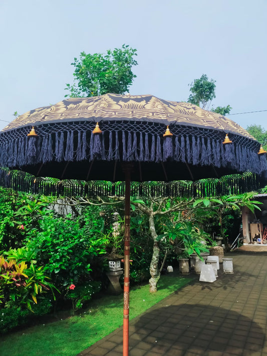 black and gold bali parasol fringe and ornament picture